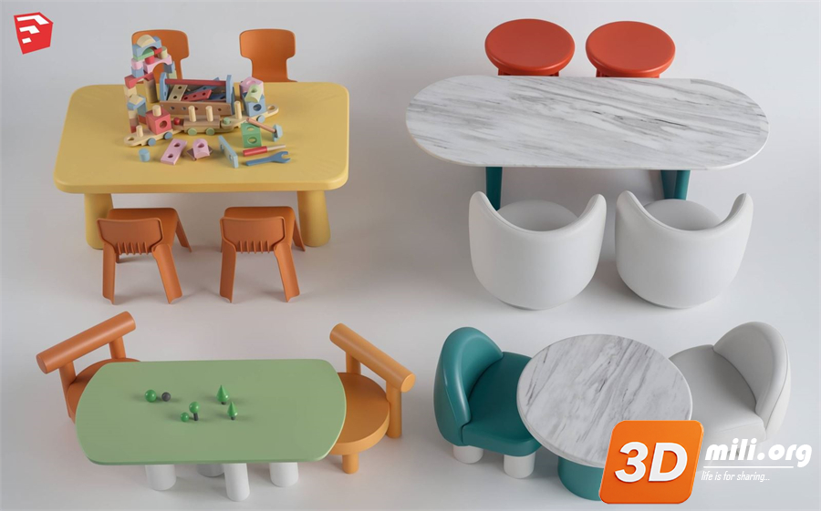 Kid's table and chairs Skp Files 